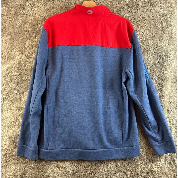 Vineyard Vines Performance Shep Shirt Pullover 1/4 Zip Colorblock Red Blue L - Picture 2 of 9